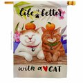 Patio Trasero Better with Cats Animals Cat 28 x 40 in. Double-Sided Vertical House Flags for  Banner Garden PA3900572